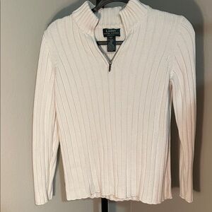 Lauren Ralph Lauren Cream Ribbed Knit Pullover